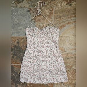 Princess Polly Strapless Floral Midi Dress in Blush and Green